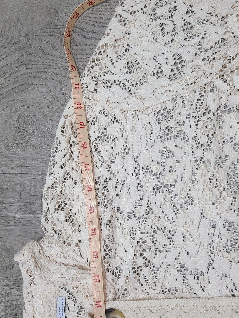 ZARA WOMAN Cream Floral Wave Lace Short-Sleeve Collared Blouse- Medium Boho Chic - Picture 5 of 7